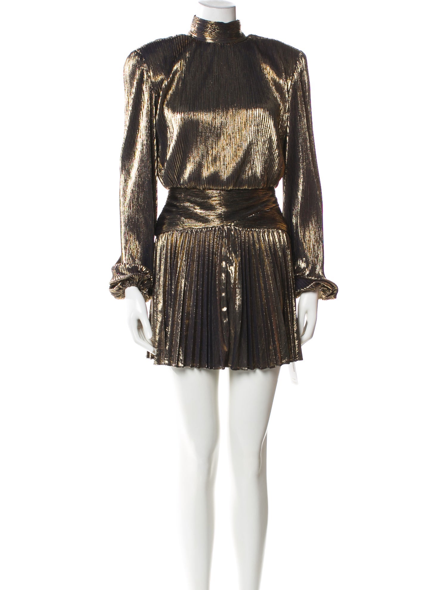 black mini dress with gold accents Deniz Mesh Mini Dress – SEROYA main image 1