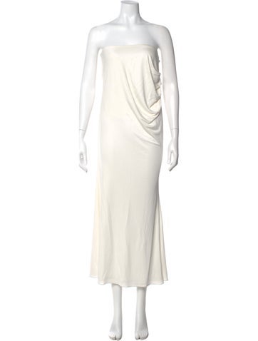 Pre-owned Retroféte Strapless Midi Length Dress In Neutral