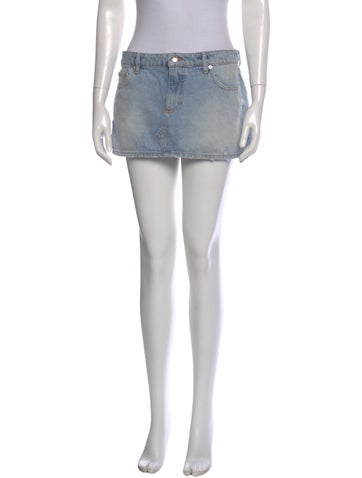 Pre-owned Retroféte Distressed Accents Mini Skirt In Blue