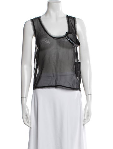 Pre-owned Retroféte Silk Scoop Neck Top W/ Tags In Black