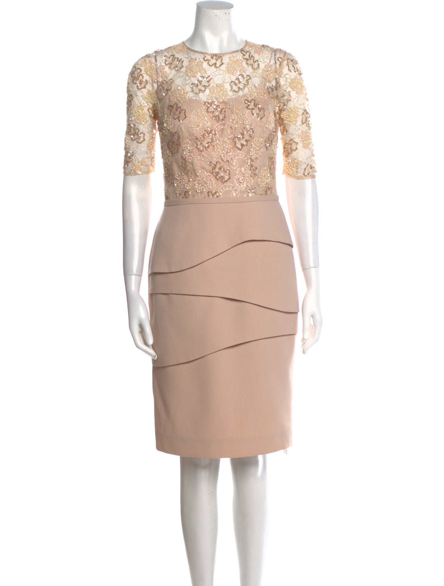 Rickie Freeman Crew Neck Knee-Length Dress