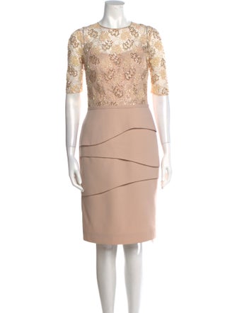 Rickie Freeman Crew Neck Knee-Length Dress