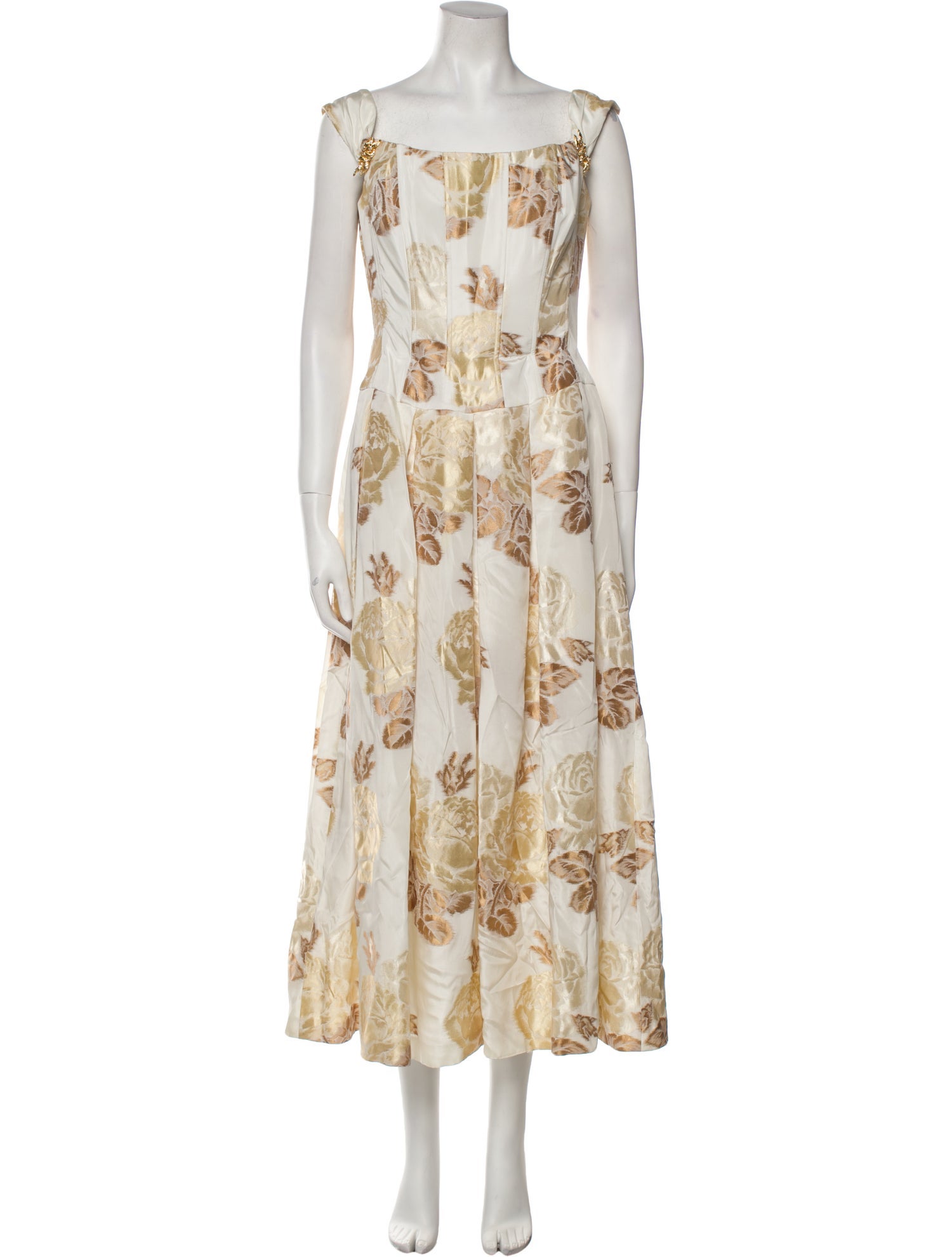 Rickie Freeman Floral Print Long Dress