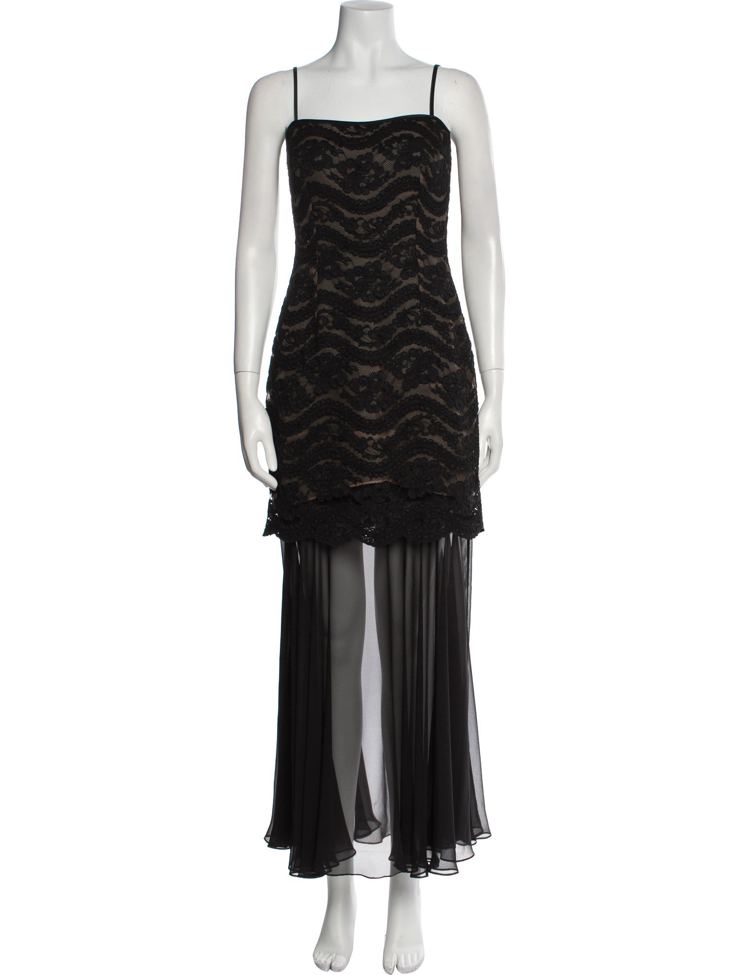 Rickie Freeman Square Neckline Long Dress