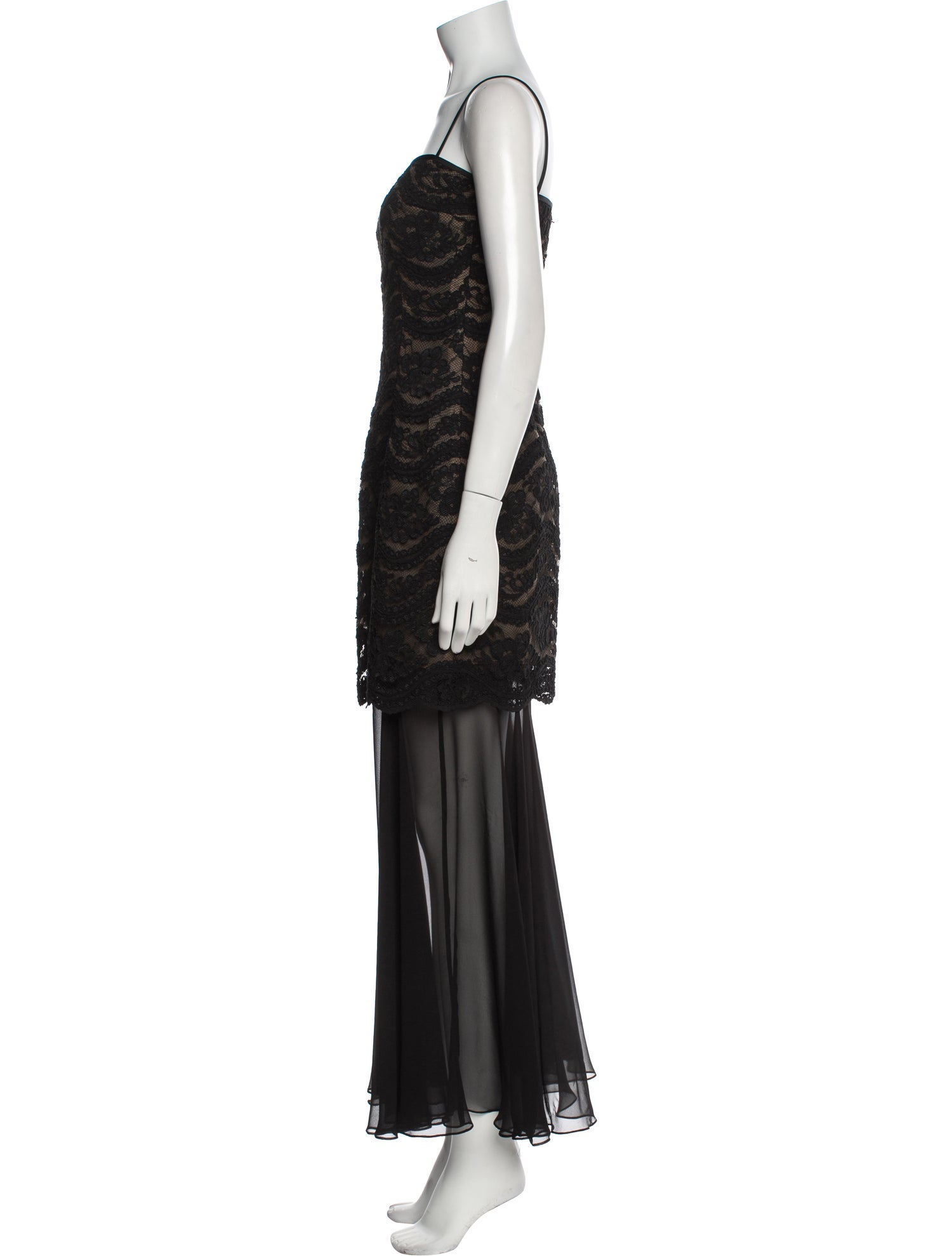 Rickie Freeman Square Neckline Long Dress