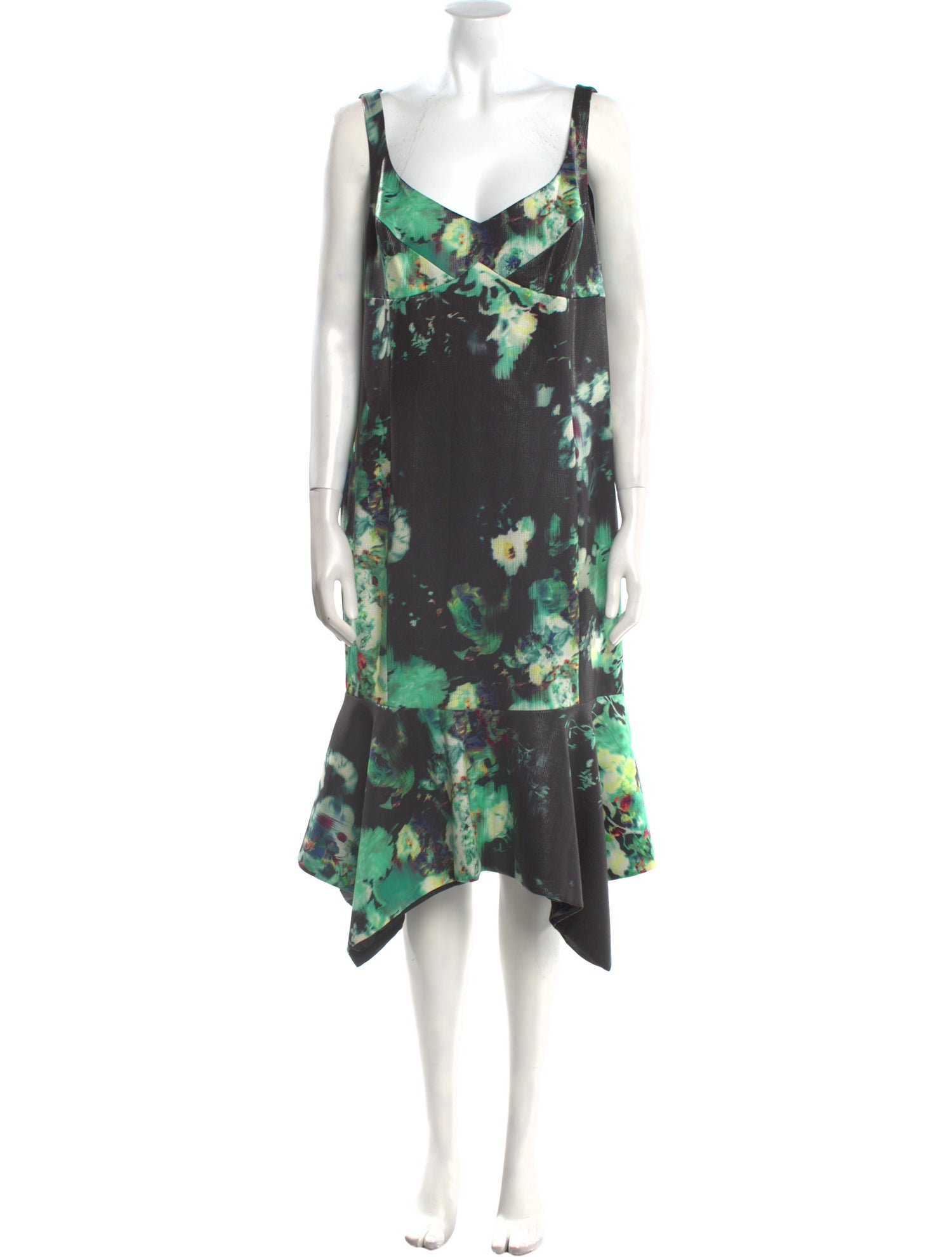 Rickie Freeman Floral Print Midi Length Dress