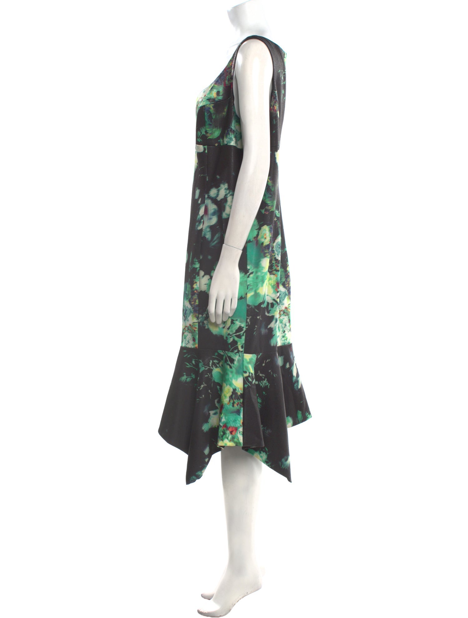 Rickie Freeman Floral Print Midi Length Dress