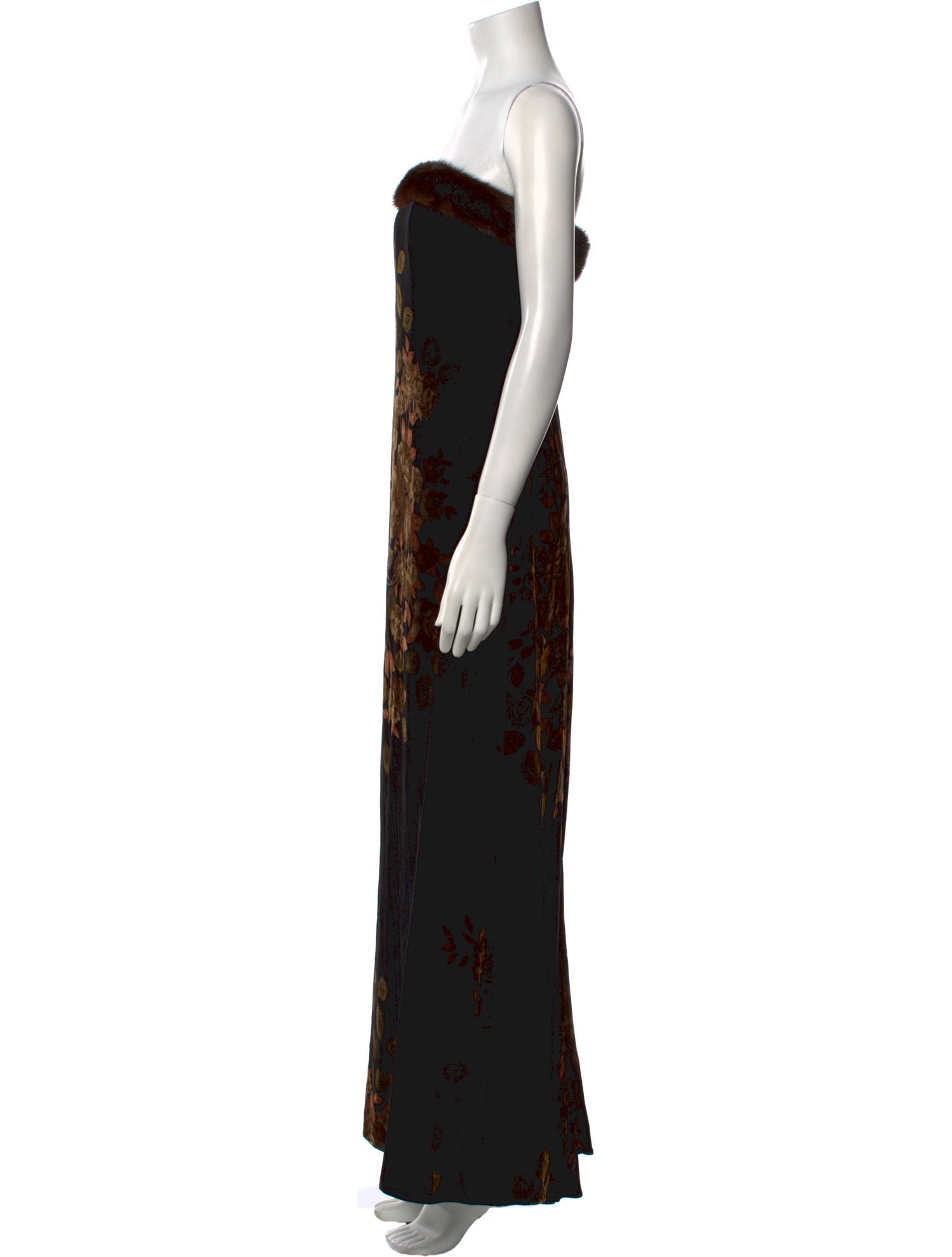 Rickie Freeman Floral Print Long Dress