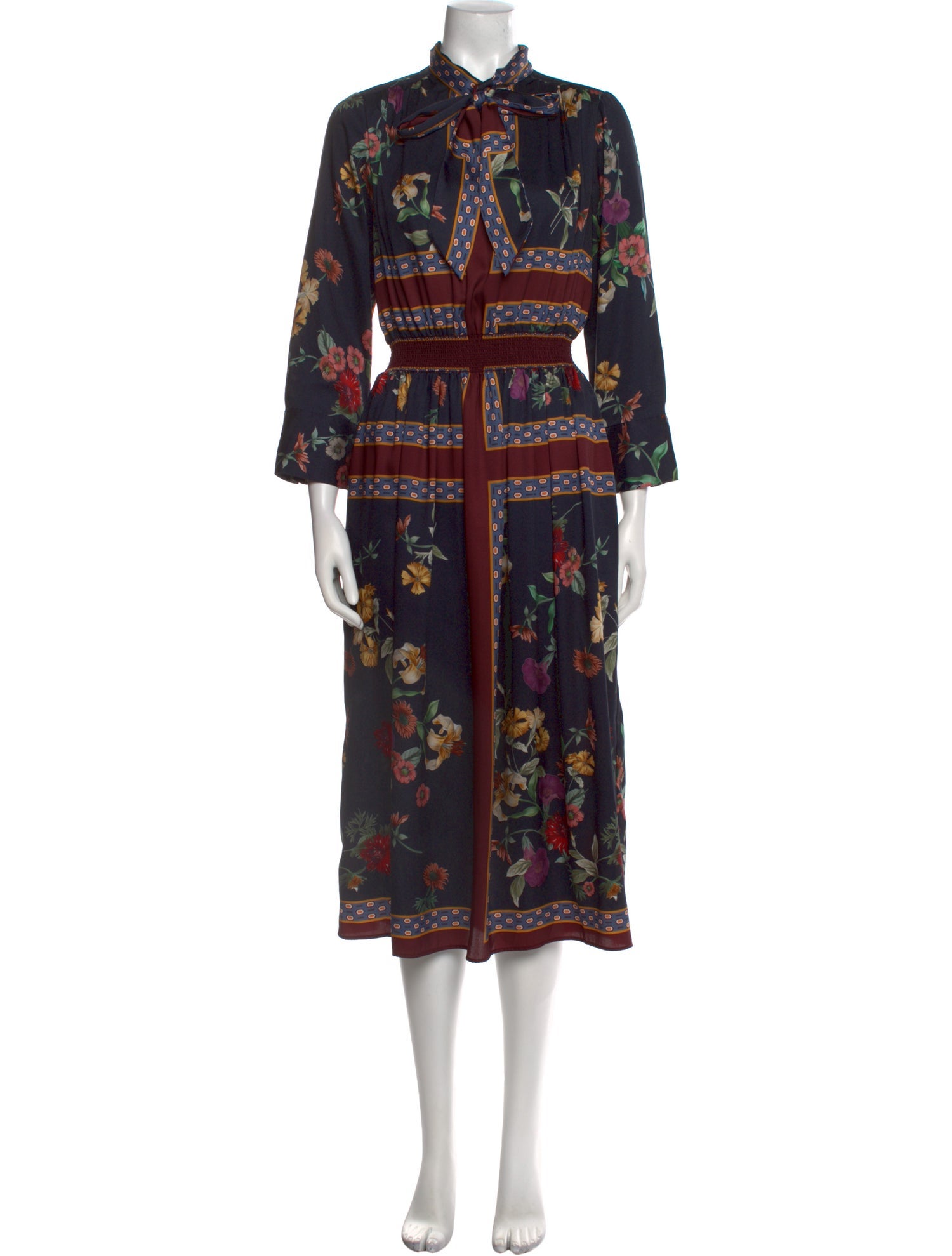 Rickie Freeman Floral Print Midi Length Dress