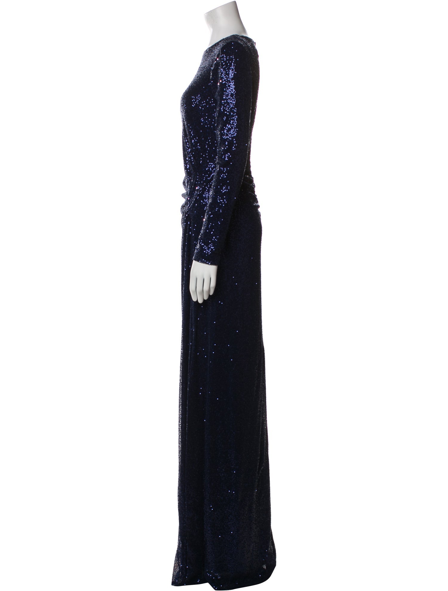 Rickie Freeman Bateau Neckline Long Dress