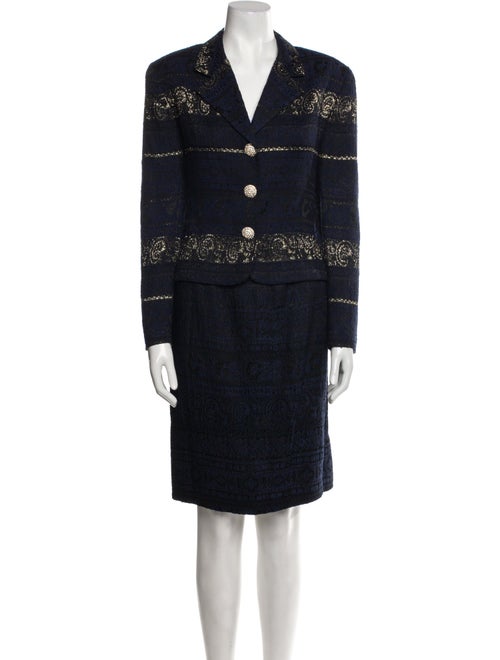 Rickie Freeman Printed Crystal Embellishments Skirt Suit