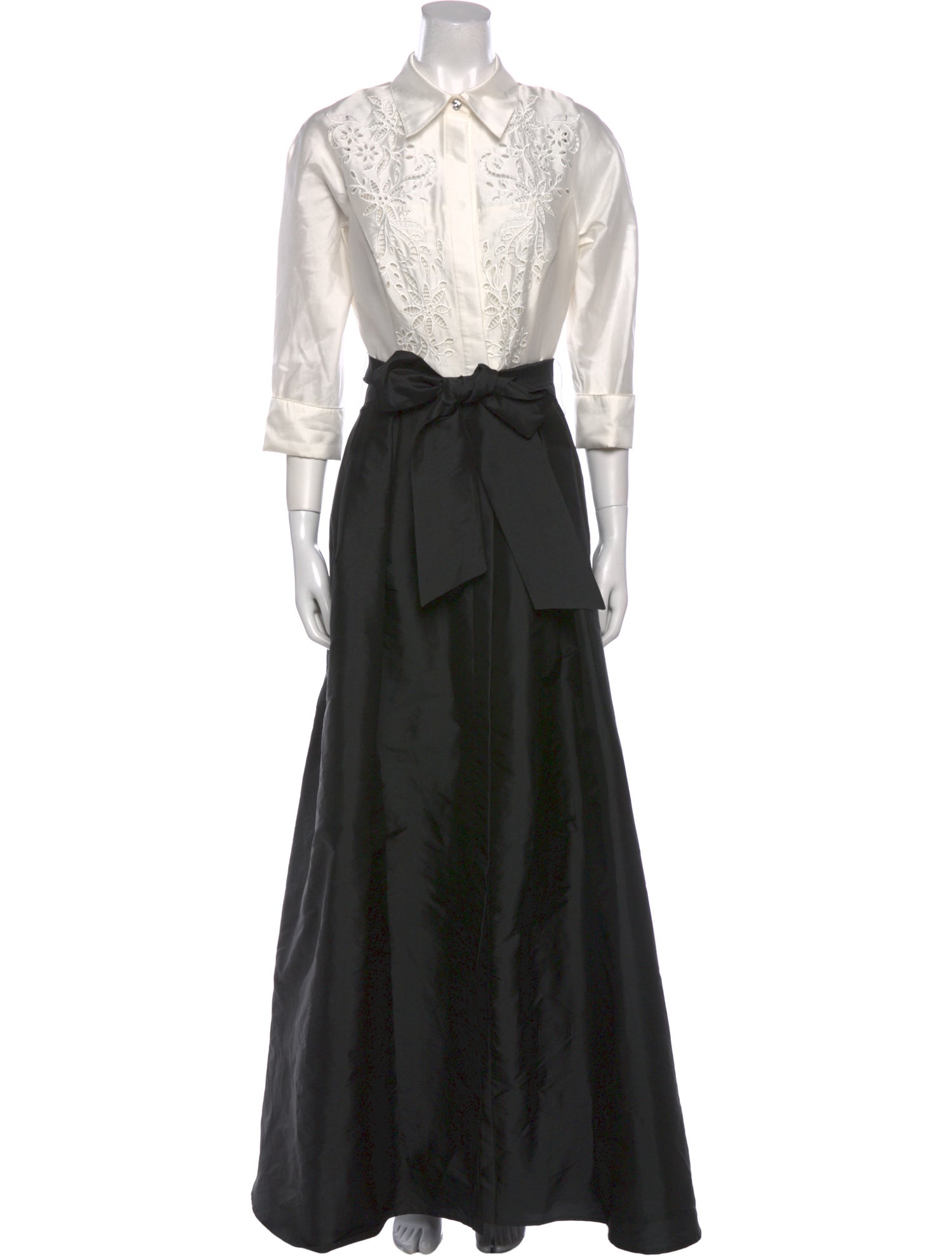 Rickie Freeman Colorblock Pattern Long Dress