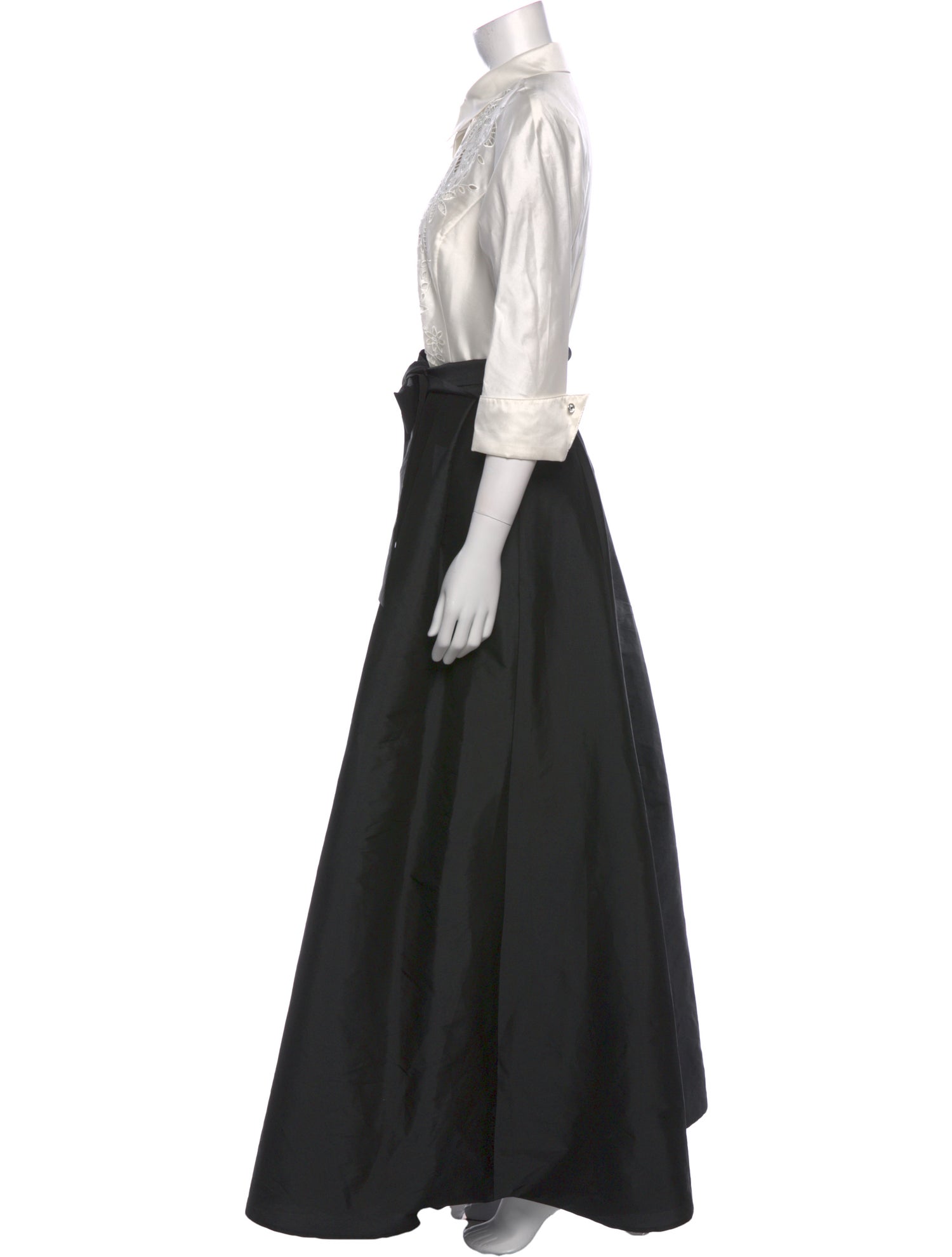 Rickie Freeman Colorblock Pattern Long Dress