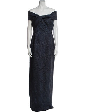 Rickie Freeman Off-The-Shoulder Long Dress