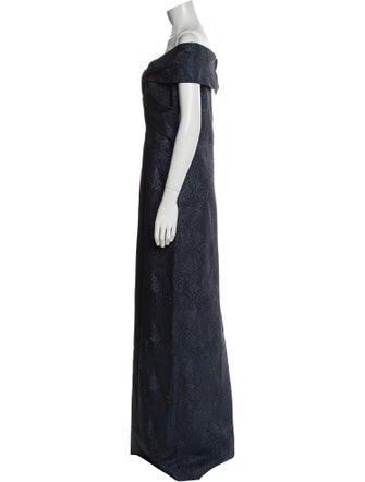 Rickie Freeman Off-The-Shoulder Long Dress