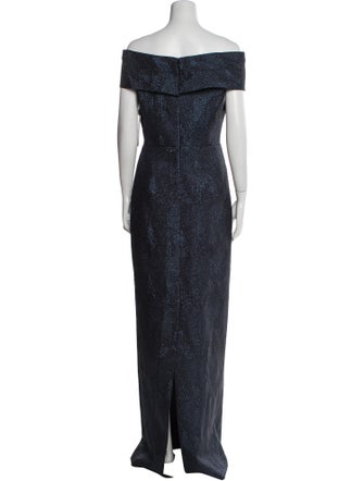 Rickie Freeman Off-The-Shoulder Long Dress