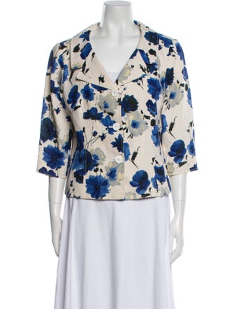 Rickie Freeman Linen Floral Print Blazer