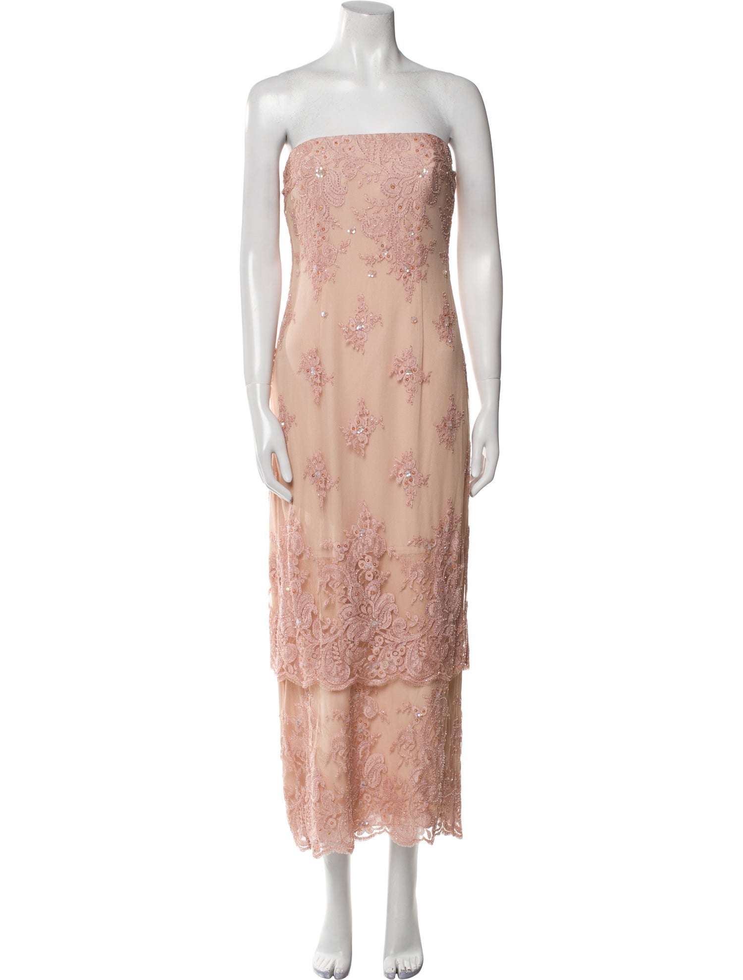 Rickie Freeman Lace Pattern Midi Length Dress