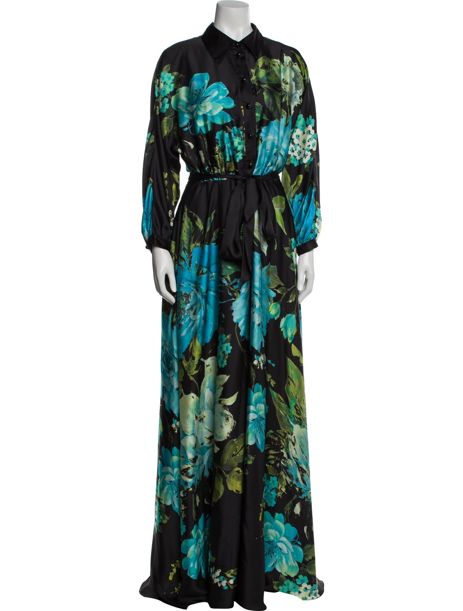 Rickie Freeman Floral Print Long Dress