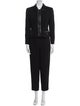 Rickie Freeman Wool Leather Trim Embellishment Pantsuit