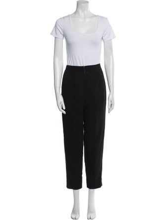 Rickie Freeman Wool Leather Trim Embellishment Pantsuit