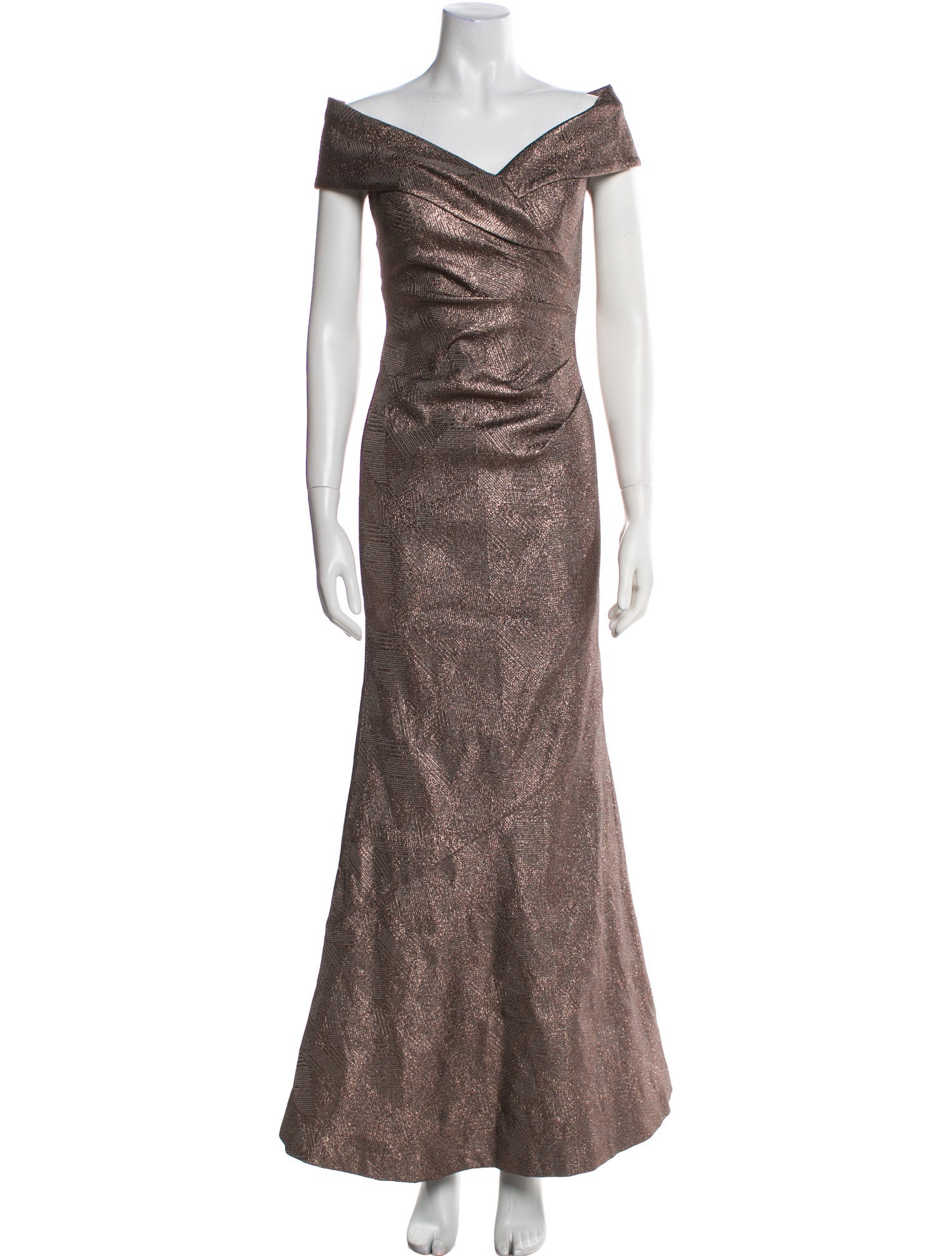 Rickie Freeman Off-The-Shoulder Long Dress