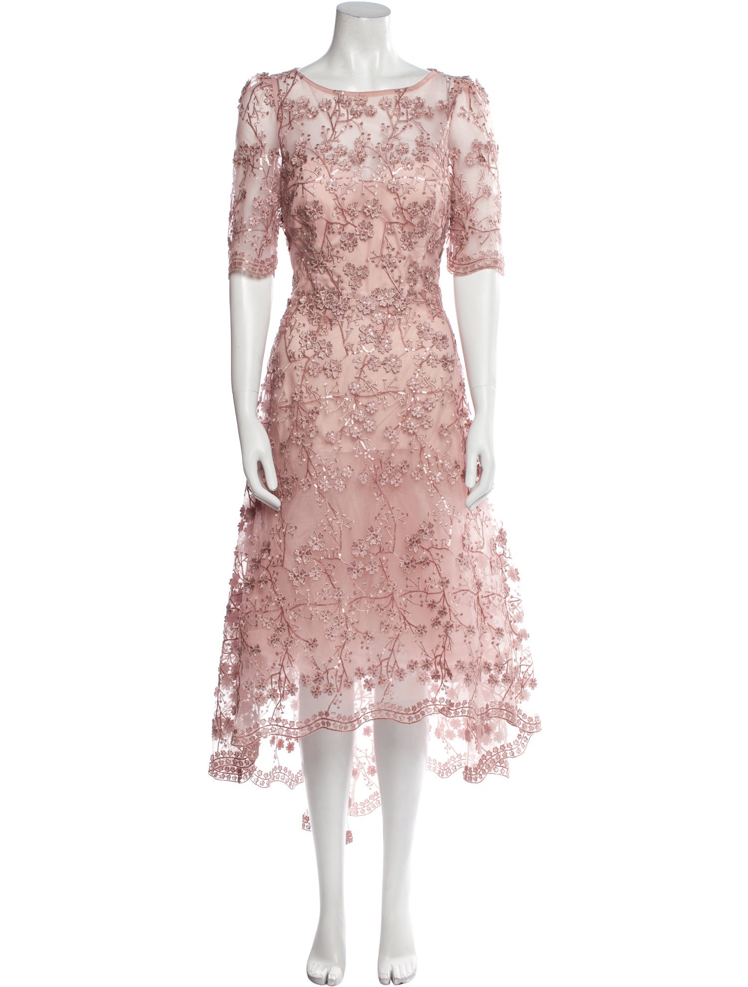 Rickie Freeman Lace Pattern Midi Length Dress