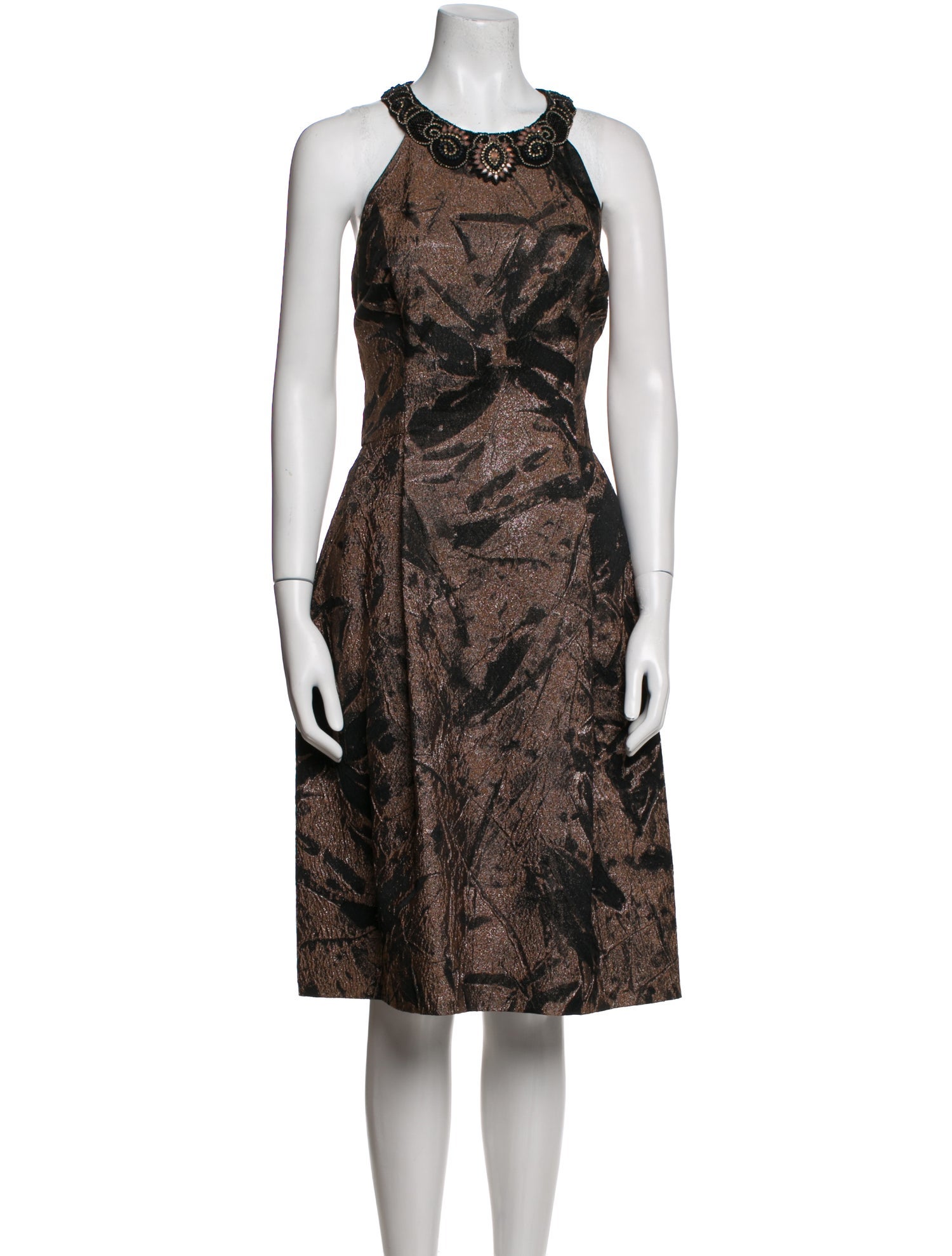 Rickie Freeman Printed Midi Length Dress