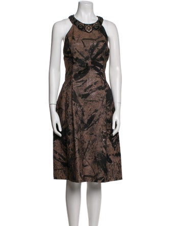 Rickie Freeman Printed Midi Length Dress