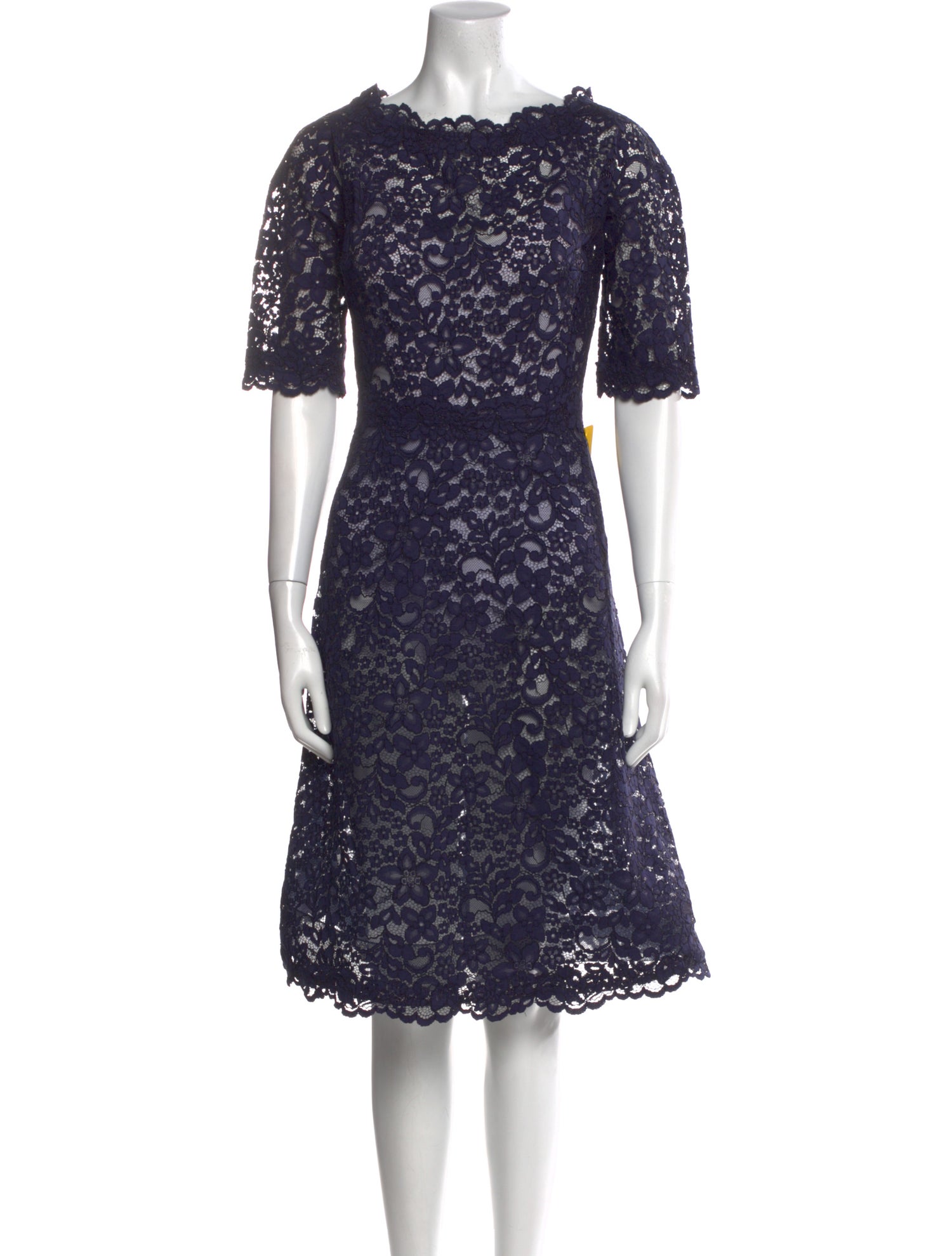Rickie Freeman Lace Pattern Mini Dress