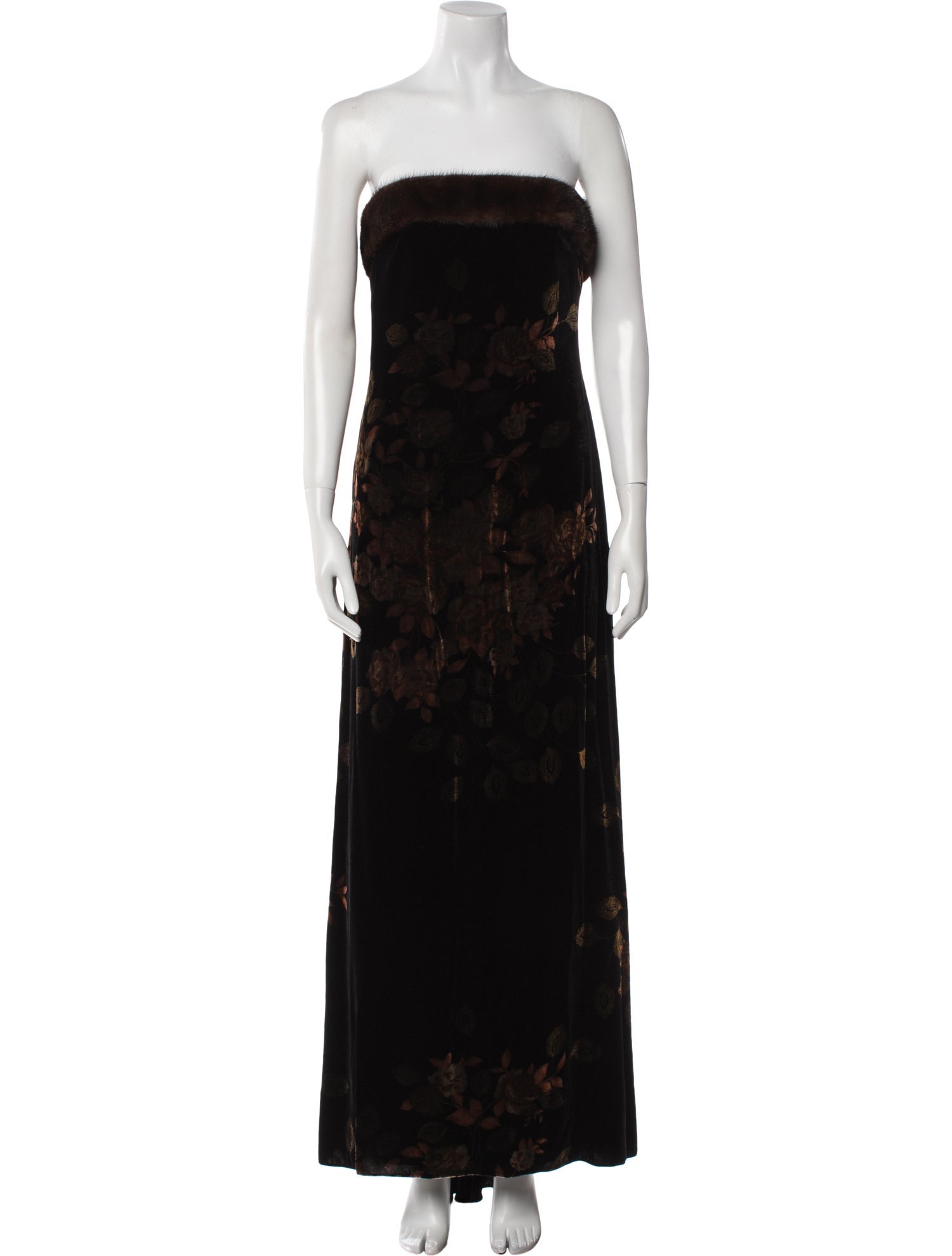 Rickie Freeman Floral Print Long Dress