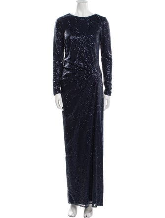 Rickie Freeman Crew Neck Long Dress