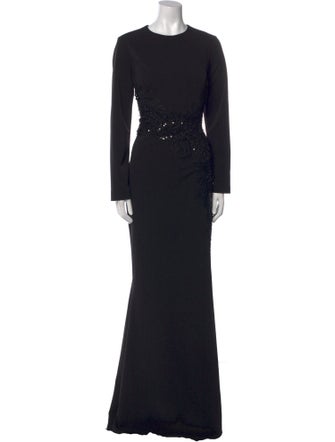 Rickie Freeman Crew Neck Long Dress