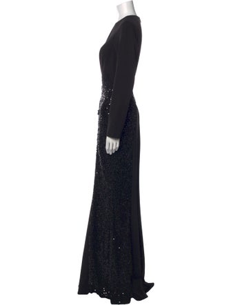 Rickie Freeman Crew Neck Long Dress