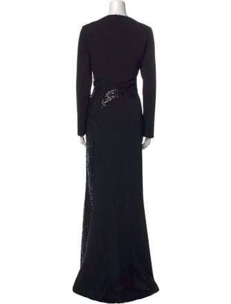 Rickie Freeman Crew Neck Long Dress