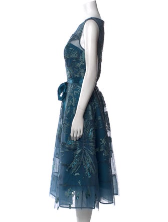 Rickie Freeman Printed Midi Length Dress