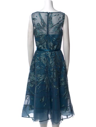 Rickie Freeman Printed Midi Length Dress