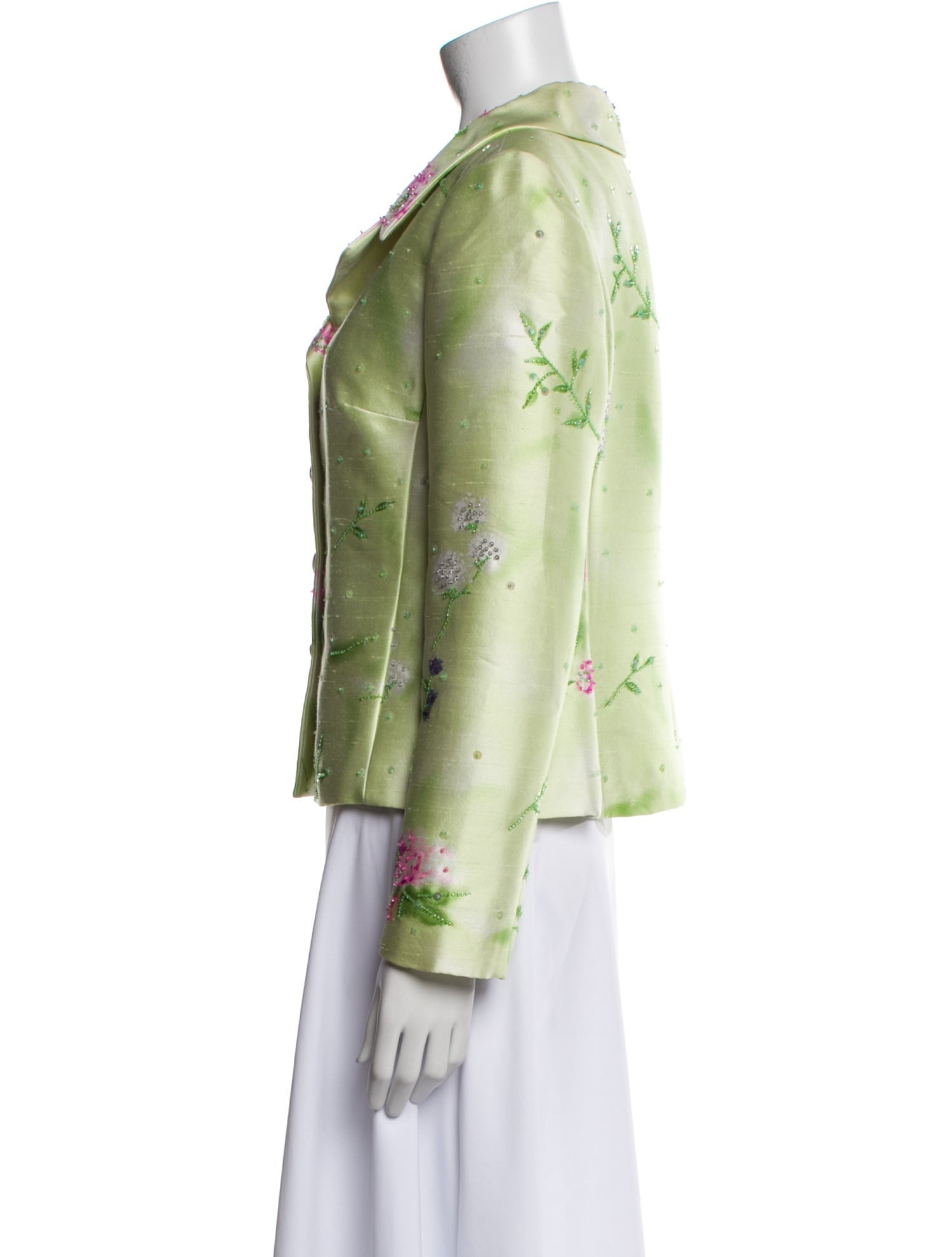 Rickie Freeman Silk Floral Print Evening Jacket