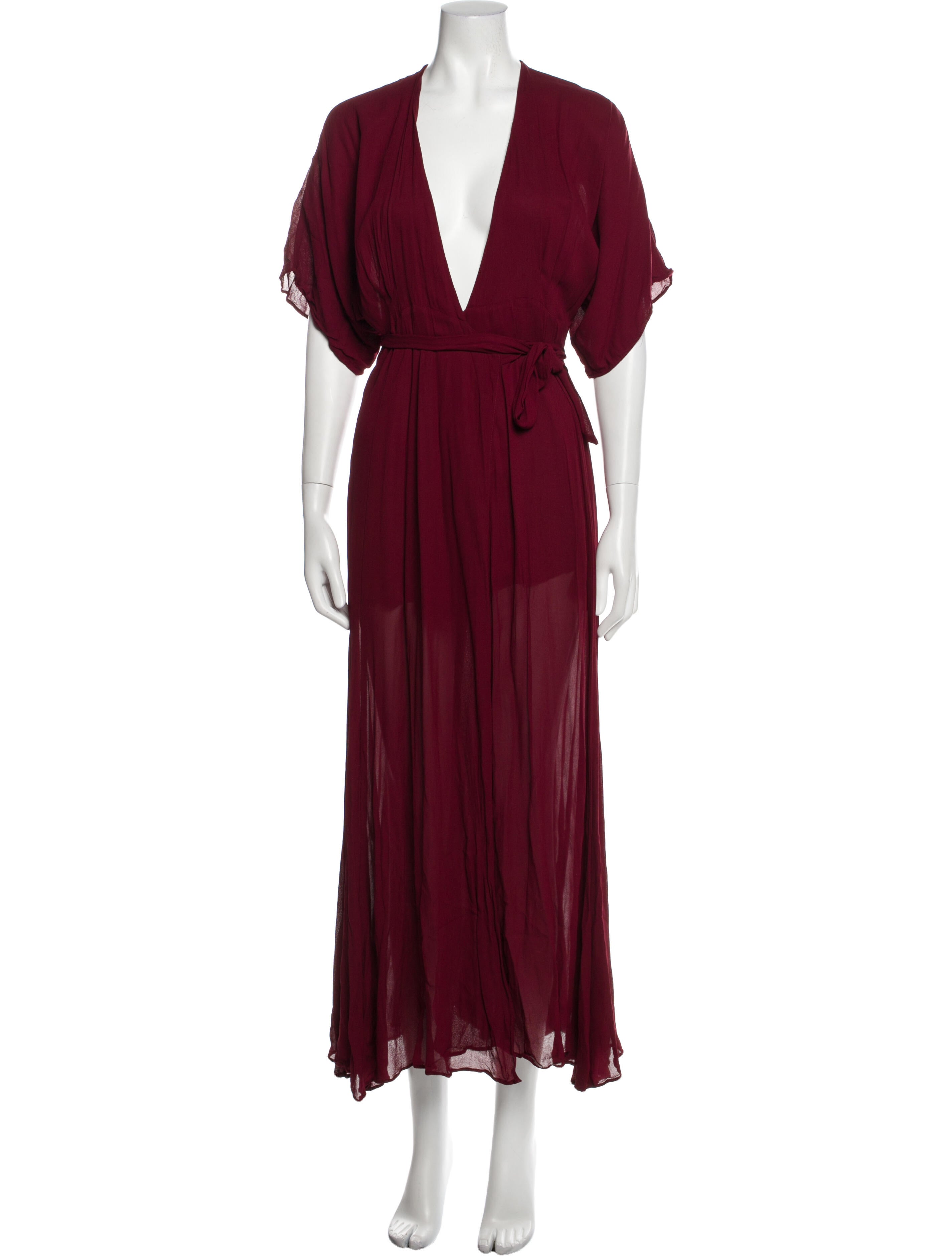 Reformation VNeck Long Dress Burgundy Dresses, Clothing