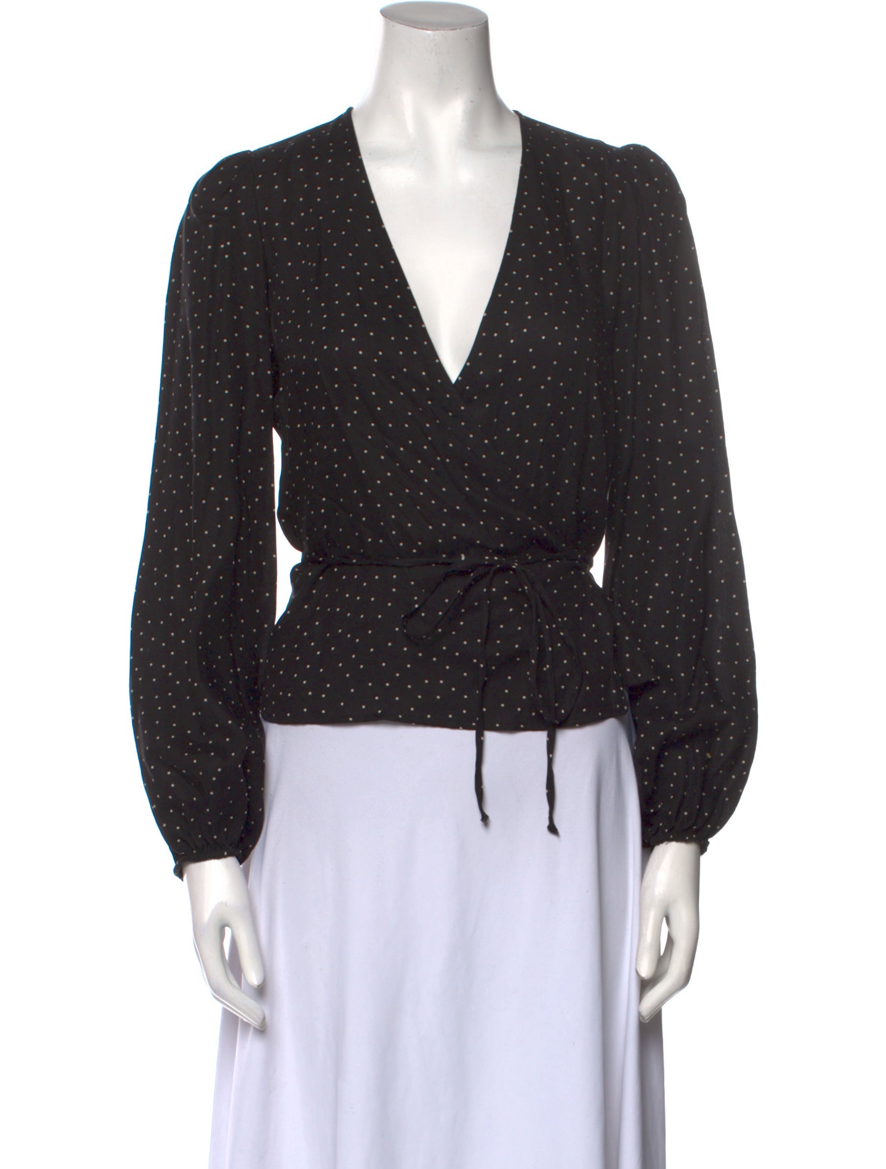 Reformation Polka Dot Print V-Neck Crop Top