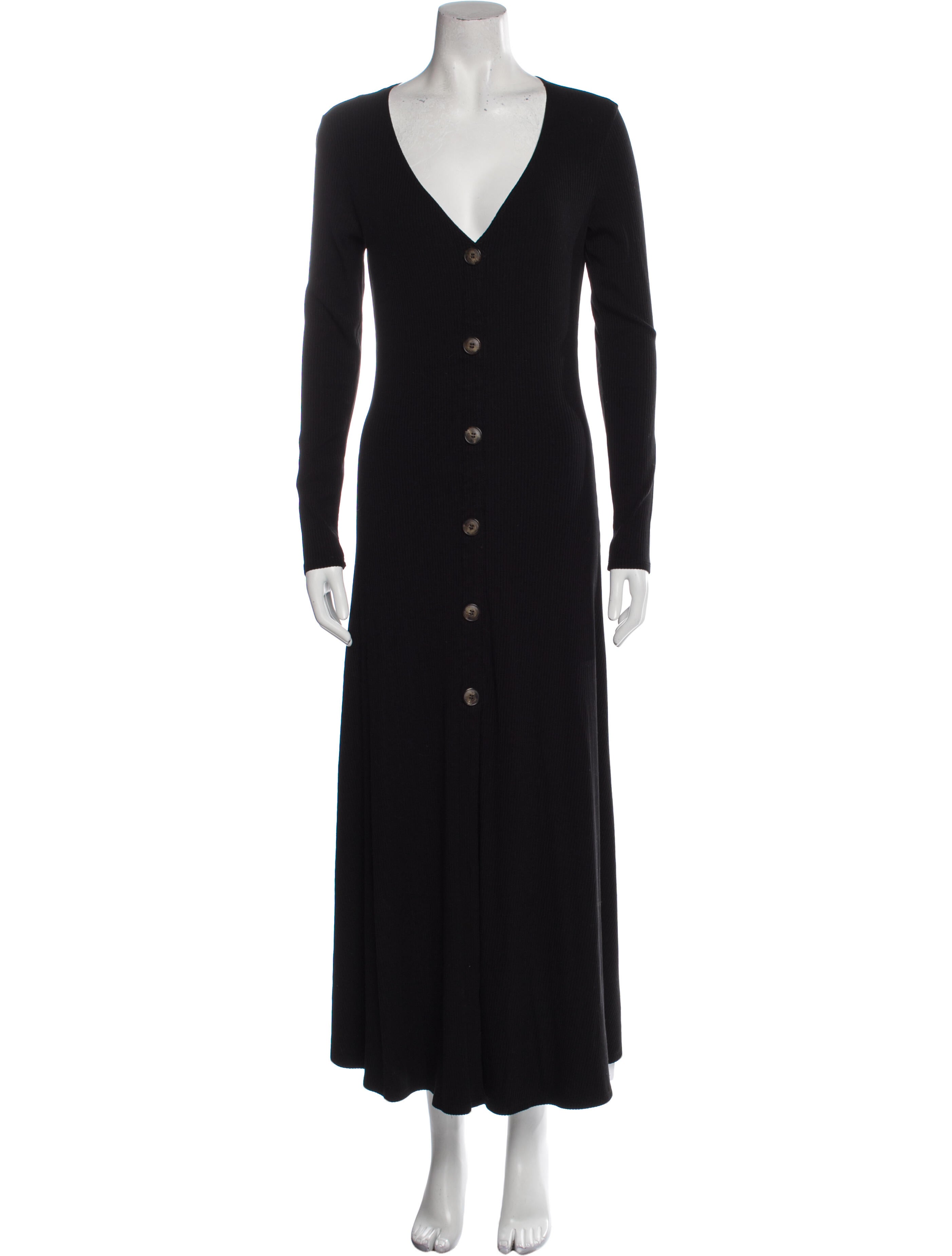 Reformation VNeck Long Dress Black Dresses, Clothing WRFMN171203