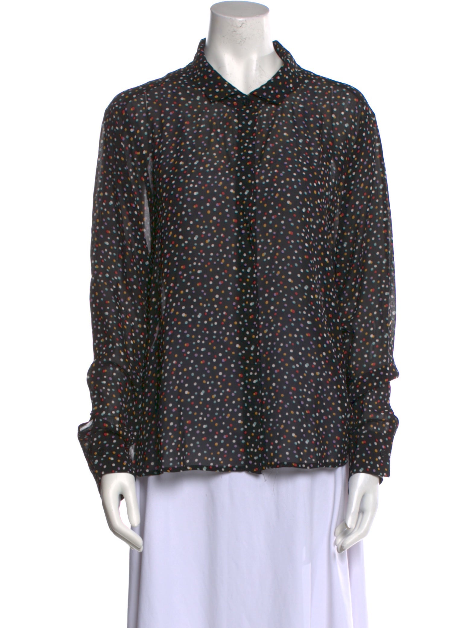 Reformation Polka Dot Print Long Sleeve Button-Up Top