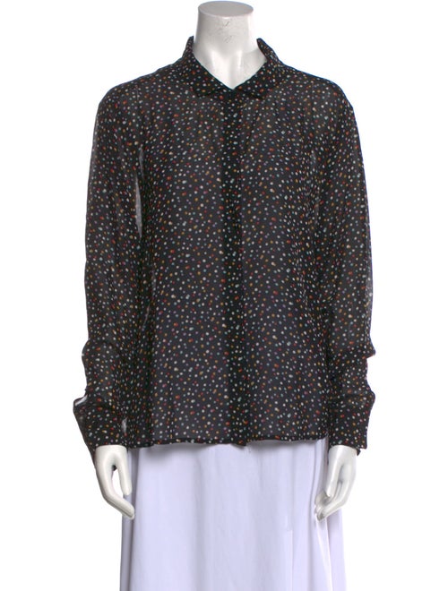 Reformation Polka Dot Print Long Sleeve Button-Up Top