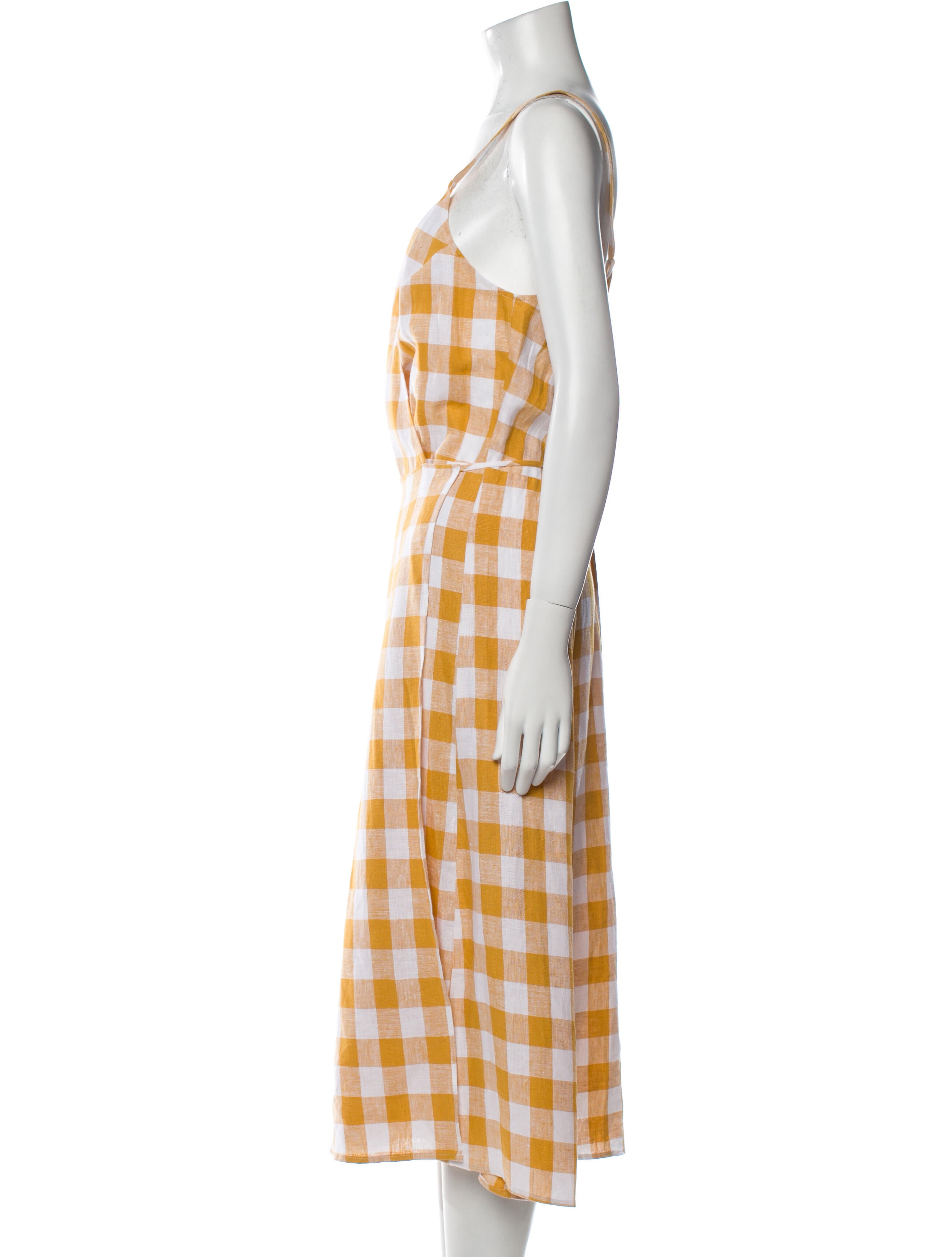 Reformation Checkered Linen Wrap Dress - Yellow Dresses, Clothing - WRFMN174875 | The RealReal Reformation Checkered Linen Wrap Dress - Yellow Dresses, Clothing - WRFMN174875 | The RealReal