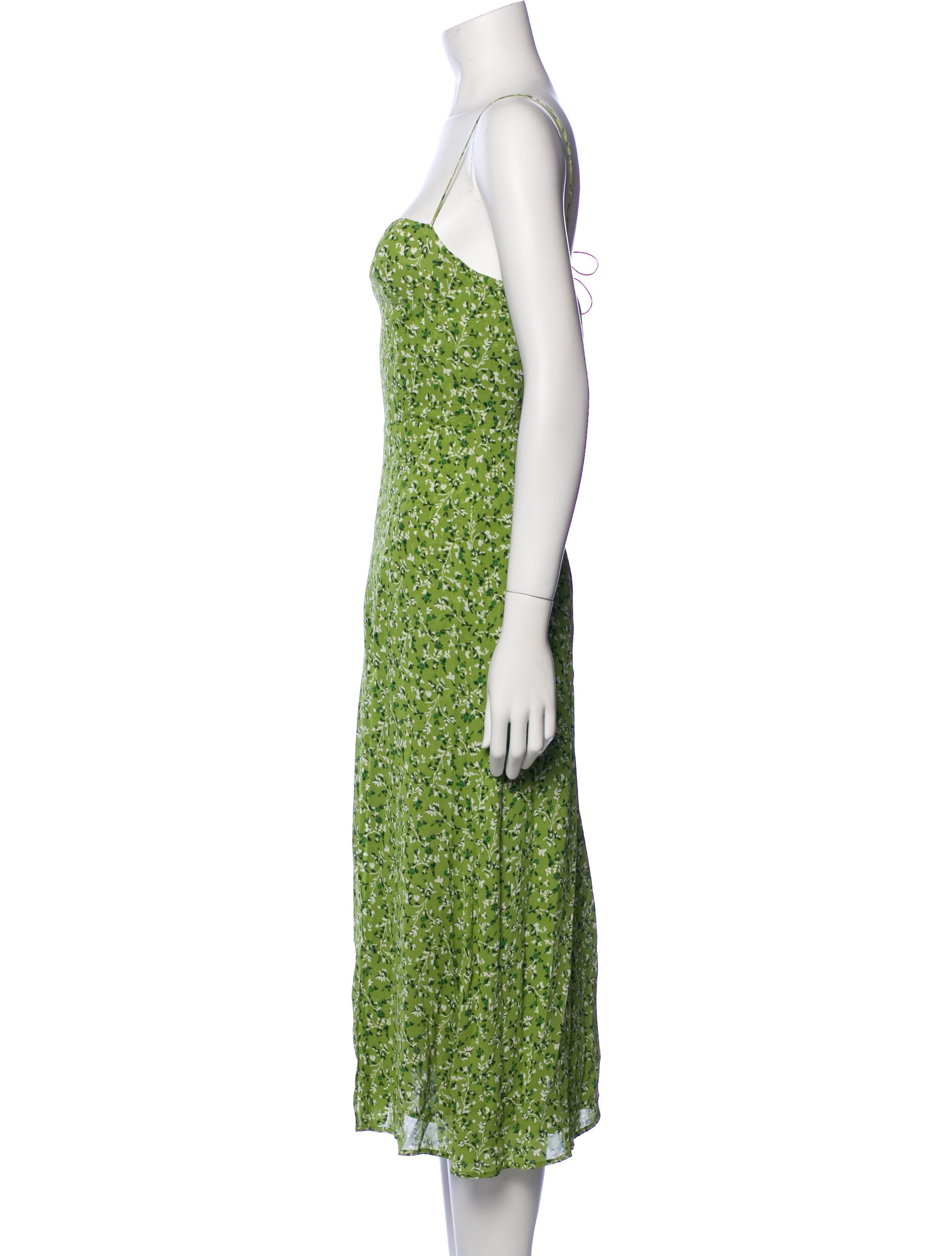Reformation Floral Print Midi Length Dress - Green Dresses, Clothing -  WRFMN184396 | The RealReal