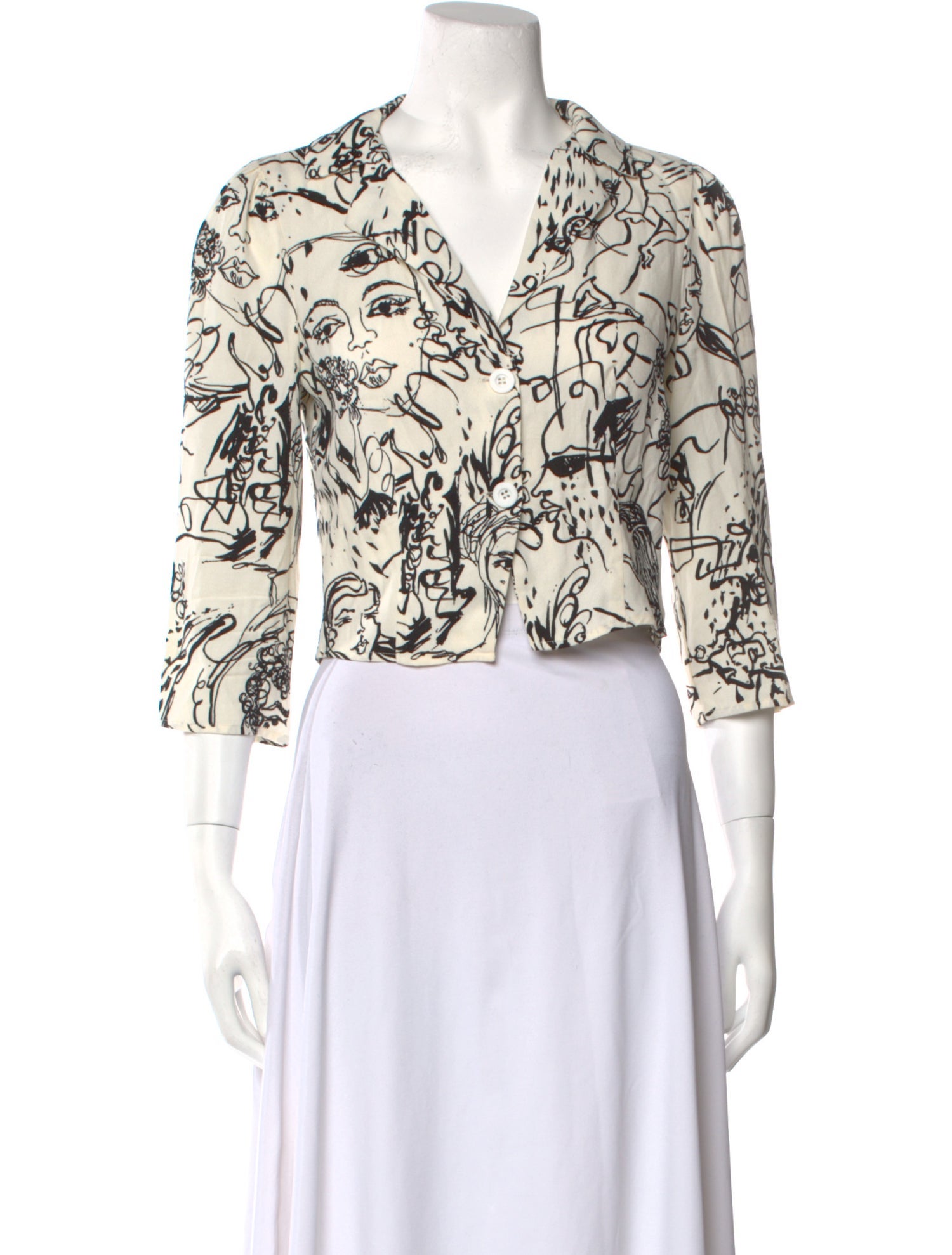 Reformation Printed V-Neck Crop Top