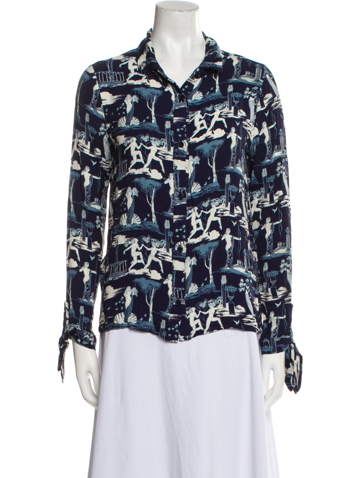 Reformation Silk Printed Button-Up Top