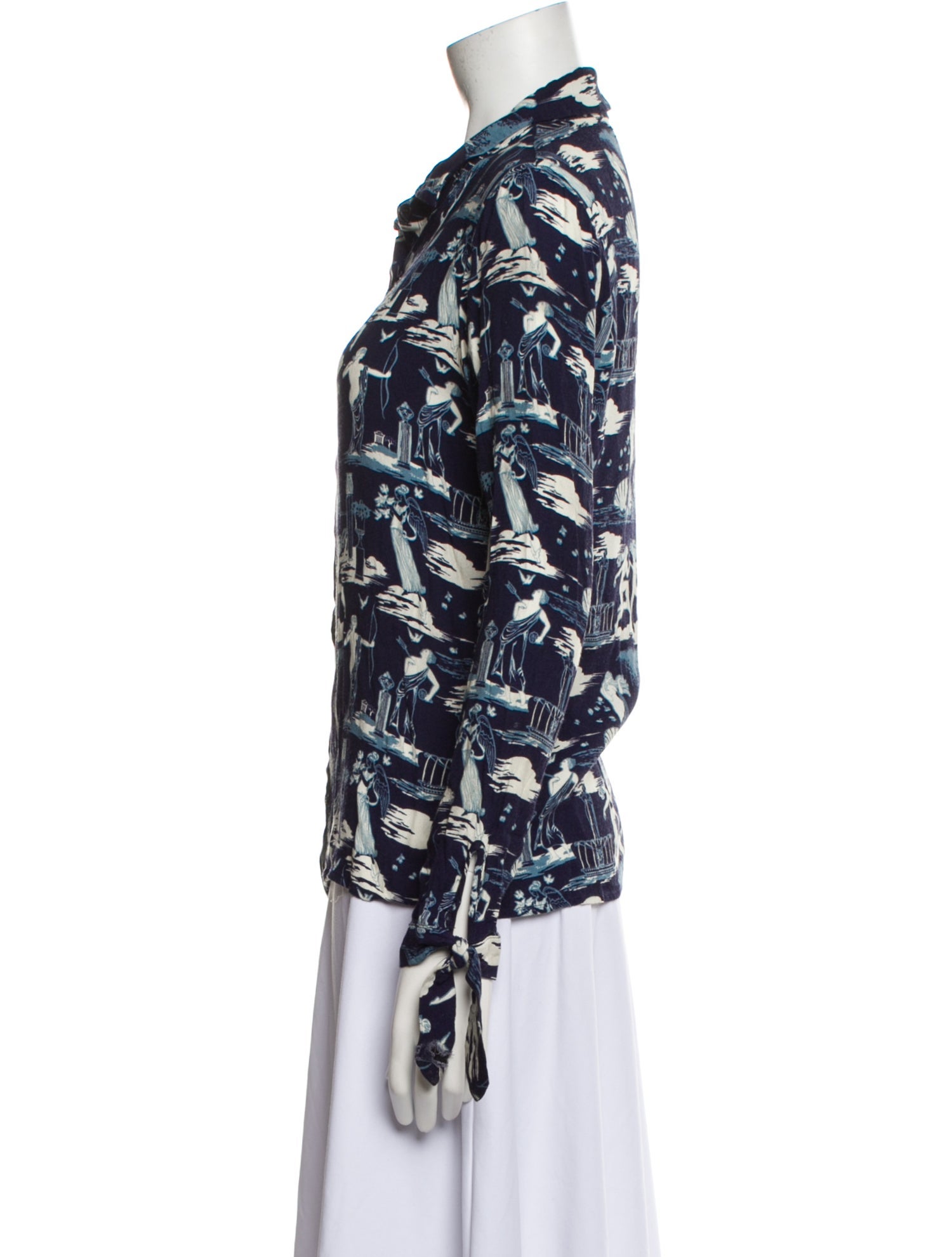 Reformation Silk Printed Button-Up Top