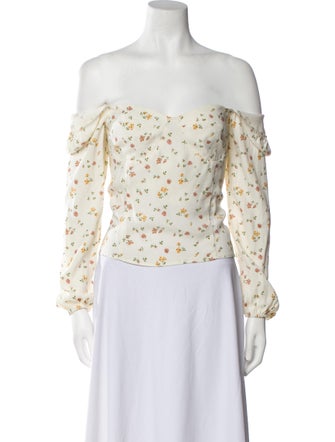 Reformation Floral Print Off-The-Shoulder Blouse