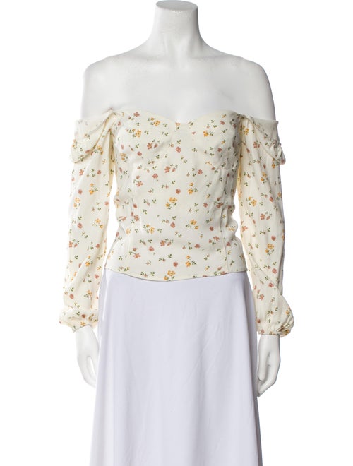 Reformation Floral Print Off-The-Shoulder Blouse